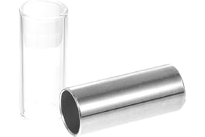 DEARMAMY 2pcs Guitar Slide Set Stainless Steel Glass 6Cm Finger Slide Bar for Lap and Acoustic Guitar Players