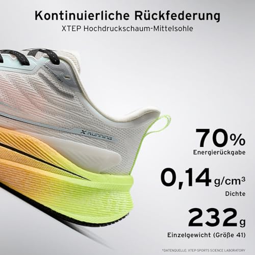 XTEP Professional 2000 km men's running shoes for exam training, high cushioning, strong recoil capacity, non-slip and durable sports shoes, ideal for long distance runs from 10 km