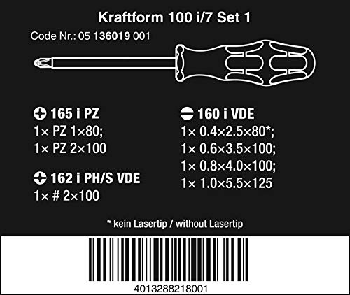 Wera '05136019001 Kraftform 100 i/7 Set 1 VDE Schraubendreher-Satz, 7-teilig – Bild 3