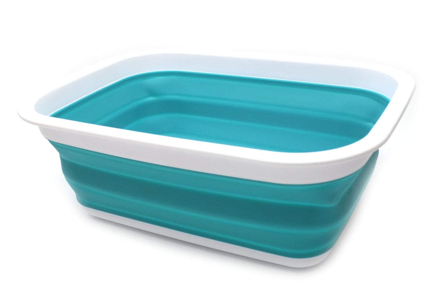 SAMMART 9.2L Collapsible Tub - Portable Outdoor Picnic Basket/Crater - Foldable Shopping Bag - Space Saving Storage Container (Bright Blue)