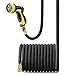 50FT Black Lightweight Expandable Solid Brass Valve Connector Garden Hose with 10 Pattern Spray Nozzle primary