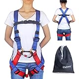 Oumers Kids' Climbing Harness, Full Body Harness, Safe Belts Guide Harness For Outward Band Expanding Training, Caving Rock Climbing Rappelling Equip, Safety Comfort (Large Blue and Red)