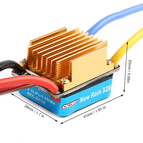 Biback 5-13V 320A OCDAY Waterproof 3S 60A Brushed Motor ESC Electronic Speed Controller For Tamiya 1/10 ESC RC Car