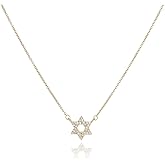 Made In Israel 14K Gold Plated Stainless Still Star of David Necklace for Women – Jewish Symbol Pendant from Israel – Elegant Hebrew With Cubic Zirconia Dainty Religious Jewish Jewelry