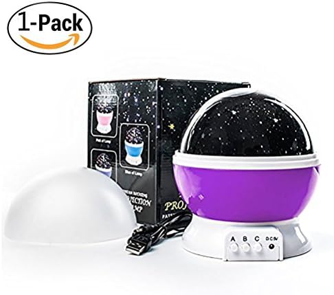 Cosmos Star Projector Star Night Light Projector for Baby Night Light Lamp for Kids Star Projector Lamp with 4 LED Bulbs and 8 Modes for USB Charger,1 Pack(Purple)