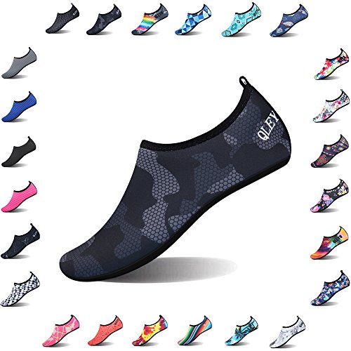 QLEYO Water Shoes Quick Dry Shoes for Men and Women Barefoot Skin Shoes Beach Water Shoes for Swim Yoga surf VDSX003-M5-41/42