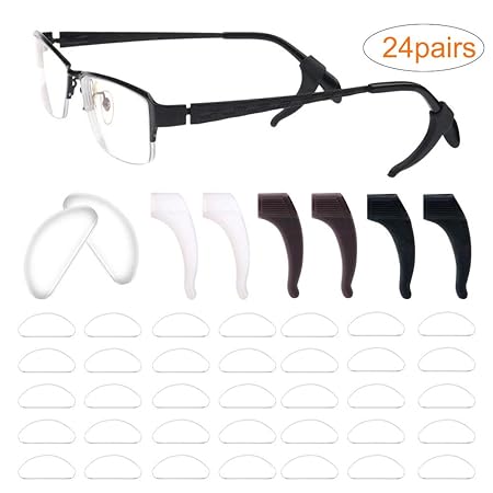 18 Paar Klebstoff Brillen Nasenpads Anti Rutsch Silikon Brillen Nasenpads Ersatz mit 6 Paaren Silikon-Anti-Rutsch-Halter Bril