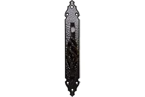 Fiesta Brands 11 Inch Door Pull Black Gate Handle Antique Rustic Hardware Twisted Birdcage Barn Door Handle, Heavy Duty Black Long Plate for Closet,Gate,Shed Door,Window,Fence,Garage