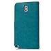 Note 3 Case, Galaxy Note 3 Case - Slim Fit Wallet Flip Embossed Clovers PU Leather Case with Shock-Absorption TPU Inner Cover & Dust Plug Stylus Pen HD Screen Protector by Badalink - Blue