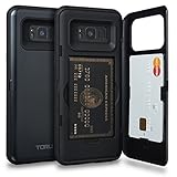 Galaxy S8 Plus Case, TORU [S8 Plus Wallet Case Dark Blue] Dual Layer Hidden Credit Card Holder ID Slot Card Case with Mirror for Samsung Galaxy S8+ Plus (2017) - Metal Slate