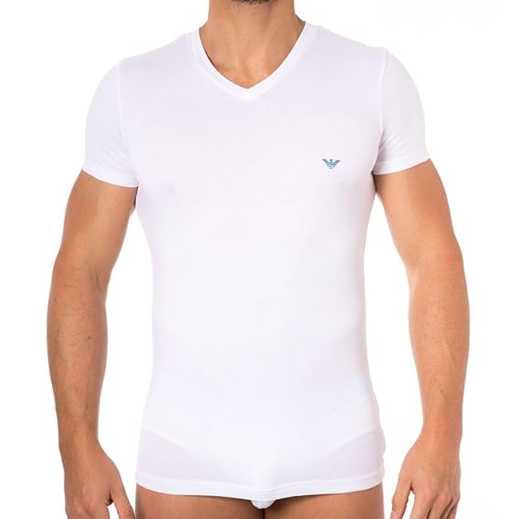 Emporio Armani TShirt weiß mit VAusschnitt Herren Amazon.de Bekleidung