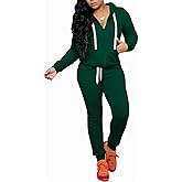 CLOCOR Track Suits for Women Set - Casual 2 Piece Outfits Sweatsuit Pocket Hoodies Long Sleeve with Patchwork Pants Set