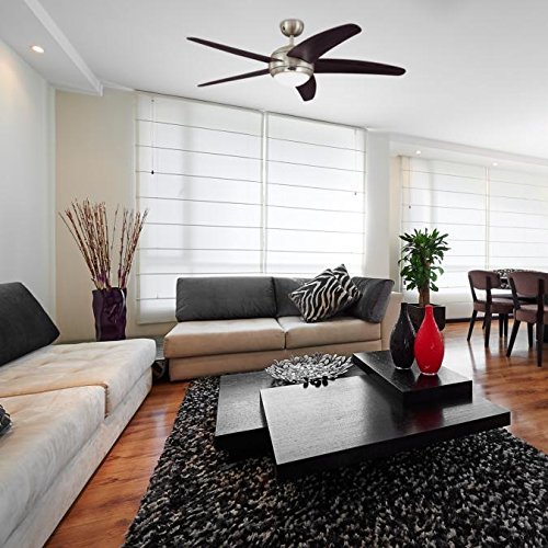 Westinghouse Lighting 132 cm Deckenventilator Bendan 72557 mit Einzelleuchte und fünf Flügeln, Ausführung in seidenmattem Chrom mit Opalmilchglas [Energieklasse G]