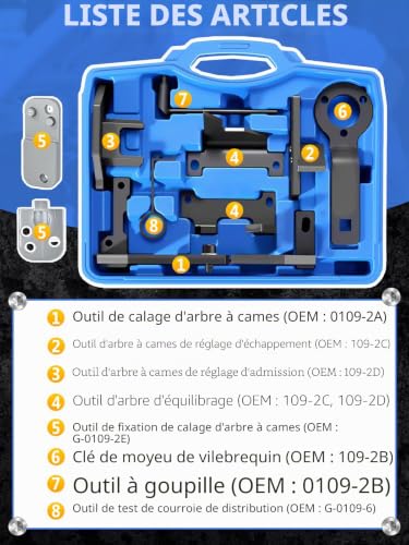 Wvoillty 10pcs Engine Adjustment Tool Set Compatible with Peugeot, Citroen, Vauxhall, for 1.2 Vti (VVT) /GDI PureTech Petrol, 109-2A, 0109-2B, 109-2C, 109-2D, G-0109-2E