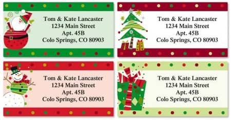 Amazon.com : Fun Personalized Christmas Return Address Labels (4 Designs)- Set of 144, Large ...