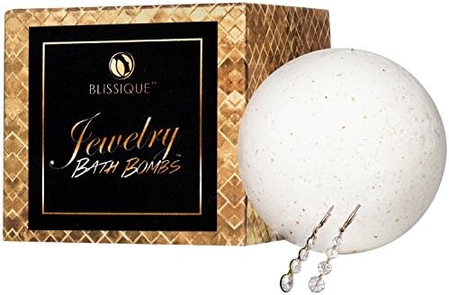Bath Bomb with Earrings Inside - Big Ultra Lush Oatmeal Fragrant Jewels Gift Set, Large Giant XL Jumbo 9 Ounce Fizzy - Organic Natural Essential Oil Stress Relief Kaolin Clay Handmade in USA