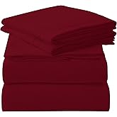 ROYALE LINENS 3 Piece Twin XL Sheets Set - Soft Brushed 1800 Microfiber Bedding - 1 Fitted, 1 Flat Sheet, 1 Pillow case - Wrinkle Free & Fade Resistant - Hotel Luxury Bed Sheets (Burgundy, Twin XL)