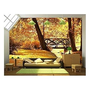 Autumn Scenery. Beautiful Gold Fall in Park. - Removable Wall Mural | Self-Adhesive Large Wallpaper - 66x96 inches