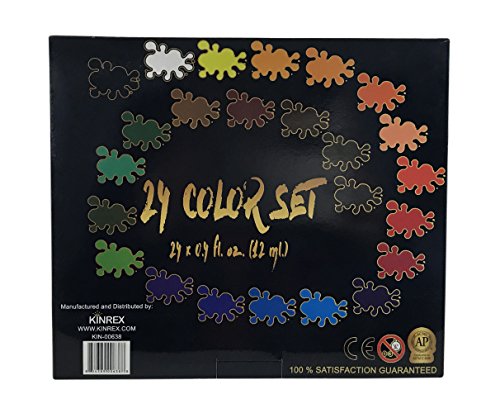 KINREX Acrylic Paint Set - Non Toxic & Vibrant Colors - 12 ml Each - 24 Color Art Set - Crafts for Adults and Kids
