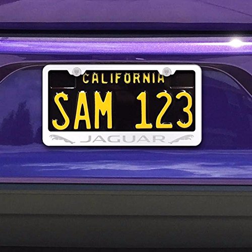Fit Jaguar Laser Engraved License Plate Frame Made of Industrial Grade Mirror Finished Chrome Stainless Steel w/ Caps and Accessories