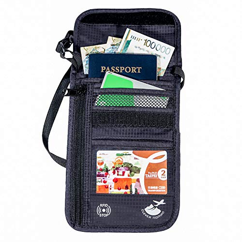 Clever Nomad Black RFID Travel Passport Neck/CrossBody Wallet