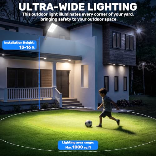 BlueYu Outdoor LED Solar Street Light, 800 W 6500 K IP66 Waterproof Street Light with Motion Sensor and Remote Control, Outdoor Garden Lights for Roads, Patios, Garages (4 Units)