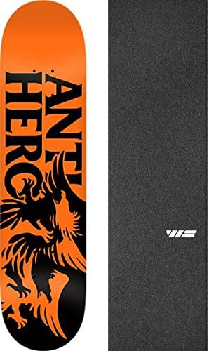 Anti Hero Skateboards Feeding Frenzy Orange / Black Skateboard Deck - 8.06" x 31.8" with Jessup WS Die-Cut Griptape - Bundle of 2 items