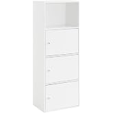 Convenience Concepts Xtra Storage Three-Door Bookcase in White Wood Finish