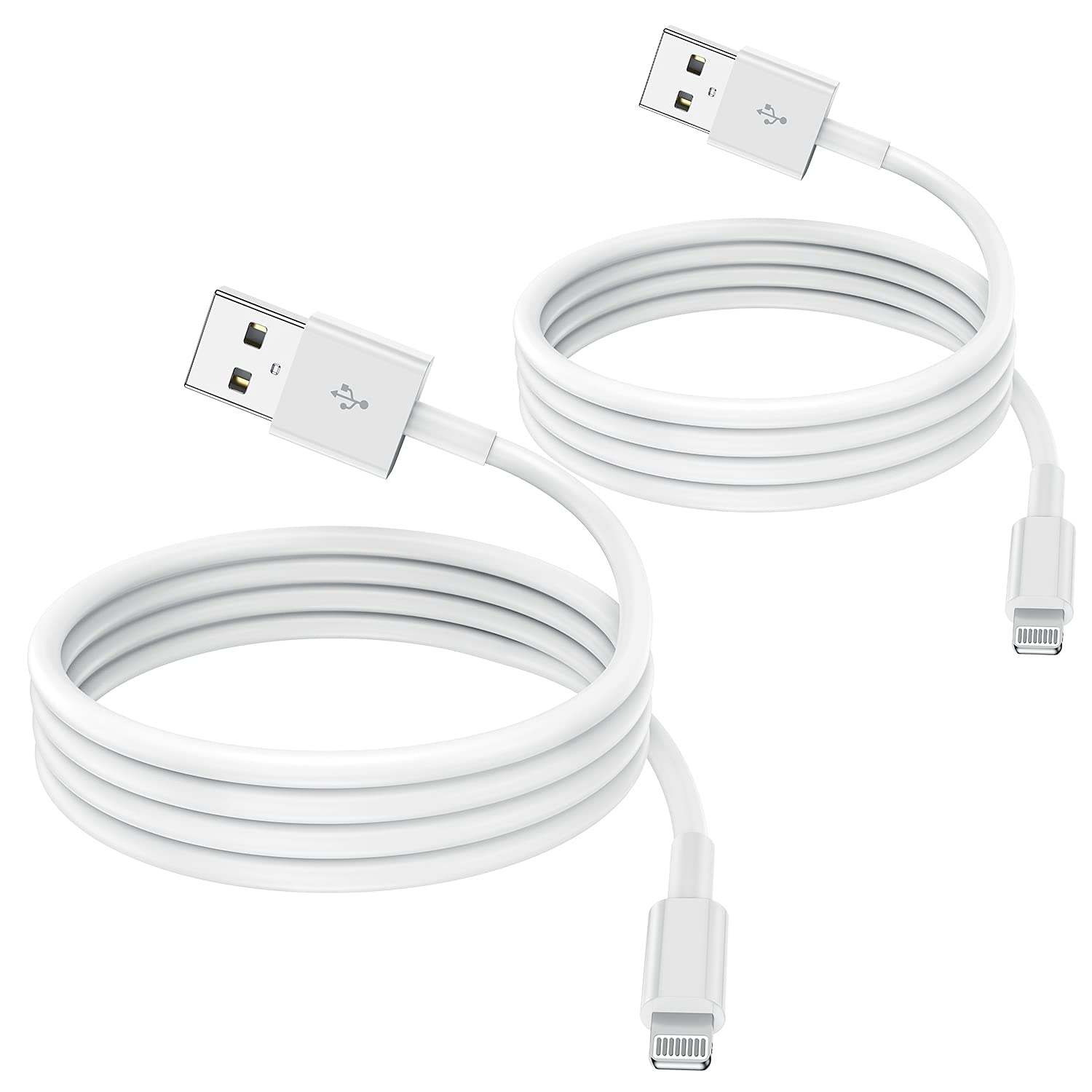 TUMABER 2 Pack Apple MFi Certified iPhone Charger Cable 1m, Lightning to USB Cord 2.4A Fast Charging Phone Short Cables for iPhone13/12/12 mini/ 11/11Pro/Max/X/XS/XR/XS Max/8/7/6/iPad, White