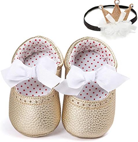 LiveBeauty Newborn Baby Girl Shoes,Soft Toddler Mary Jane Party Crib Shoes with Headband