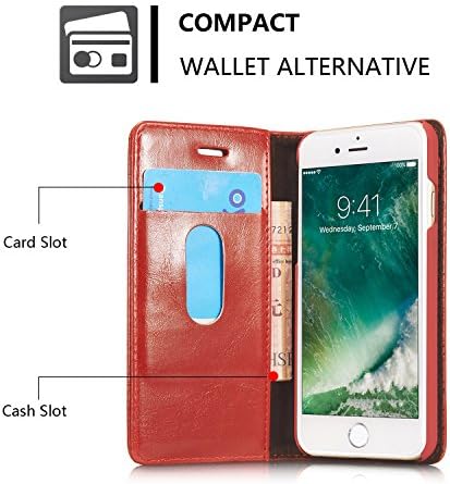 iPhone 7 / 8 Case, Luxury Wallet Flip Leather Case for iPhone 7 iPhone 8 - Magnetic Cover (Red)