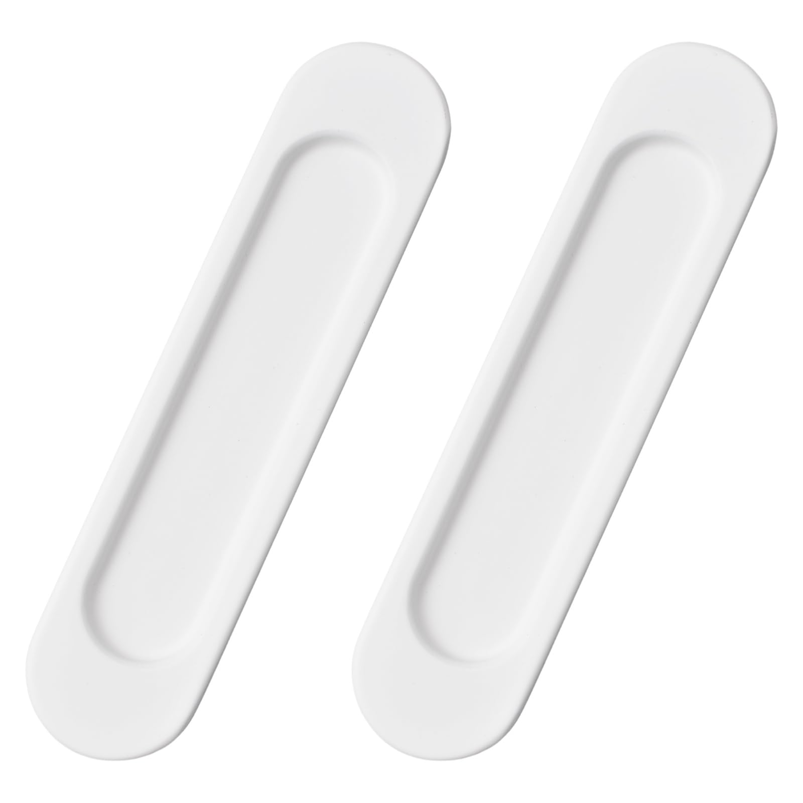 MOROBOR Self-Stick Oval Sliding Door Pulls, 2pcs Warm White Aluminum Alloy Flush Pull Punch-Free Handle for Sliding Barn Door Windows Cabinets/15cm
