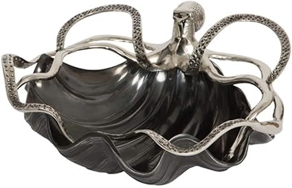 Culinary Concepts Black Shell Bowl With Silver Octopus Amazon Co Uk Home Kitchen