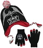 Star Wars Little Boys' Darth Vader Peruvian Hat and Glove Set, Black, One Size