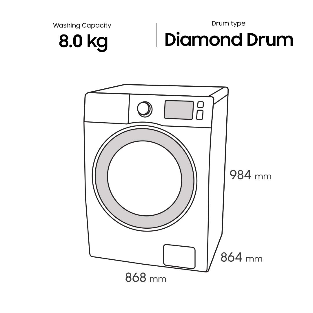FullyAutomatic Front Loading Washing Machine Samsung 8 kg Inverter