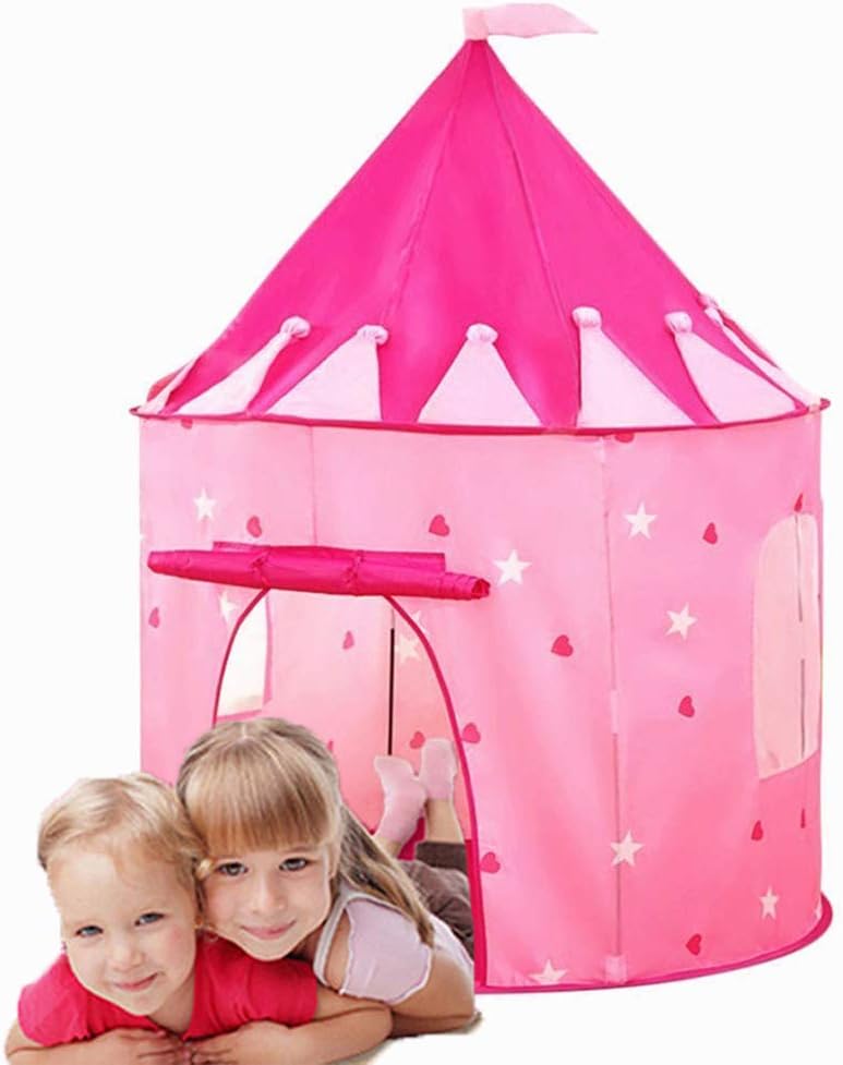 Besting Princess Castle Play Tent,Play House Girls Princess Castle with Glow in the Dark Stars,Folds in to Carrying Case Foldable Indoor Play Tent for Children Play Tent Playhouse Princess Castle Tent
