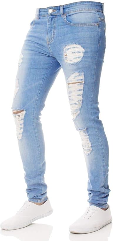 mens ripped slim straight jeans