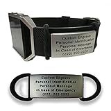 Multi-Purpose Waterproof Black Safety Alert ID Bracelet - Free Engraving - Hypoallergenic Silicone Attachment with 30mm Plate - Runners ID - Fitness ID - Triathletes ID - Religious ID - Kids ID