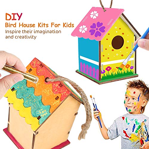 Koogel Bird House Kit, 3PCS DIY BirdHouses Bird Houses to Paint Unfinished Birdhouses to Paint for Children Creation DIY