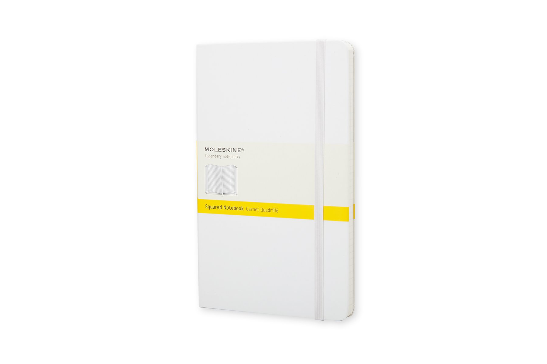 Moleskine Classic Squared Paper Notebook, Hard Cover and Elastic Closure Journal, Color White, Size Pocket 9 x 14 A6, 192 Pages