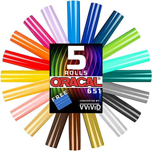 Oracal 651 Choose Your Own Colors roll Pack 12 Inch x 60 Inch per roll w/Squeegee (5 Rolls)