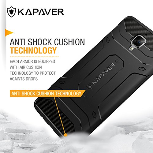 KAPAVER® OnePlus 3 / OnePlus 3T Rugged Back Cover Case MIL-STD 810G Officially Drop Tested Solid Black Shock Proof Slim