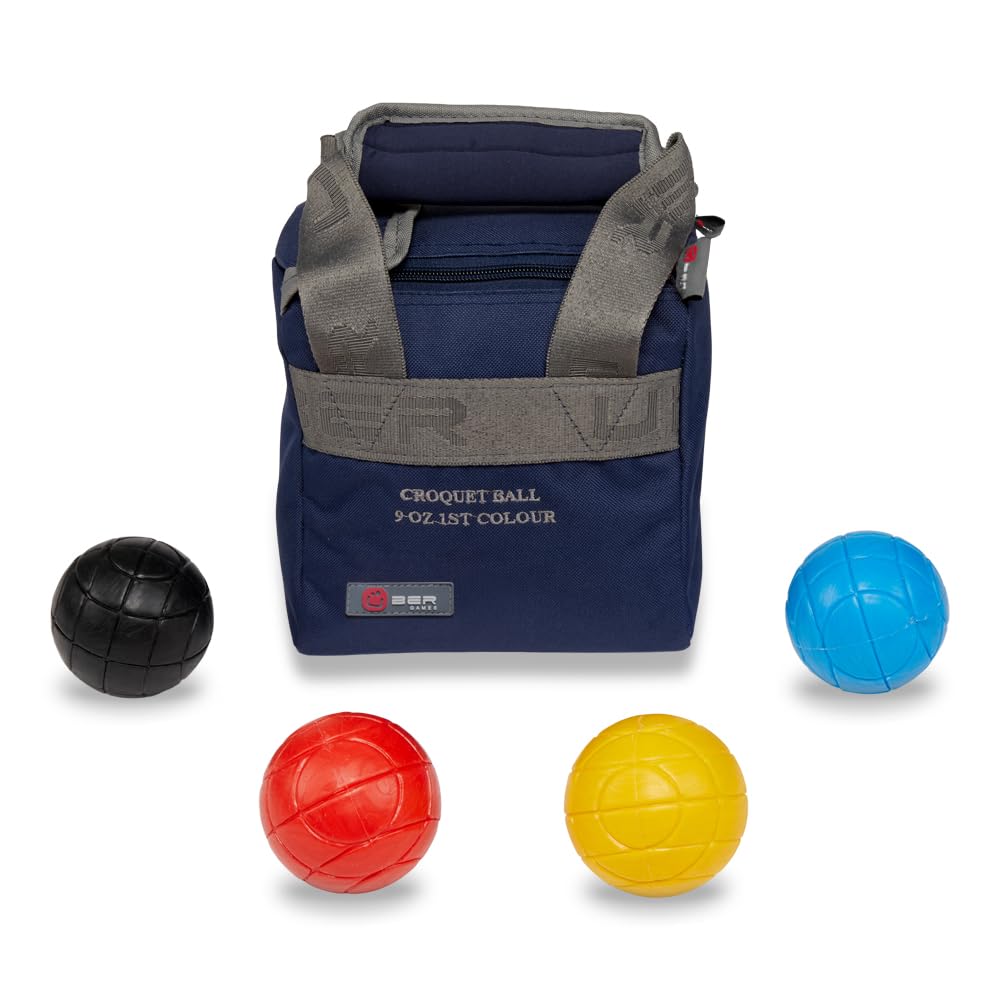 Uber Games Moulded Croquet Balls - 9oz - Black, Red, Blue, Yellow