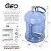 Geo Sports Bottles GEO 1 Gallon (128oz) BPA Free Reusable Leak-Proof Drinking Water Bottle w/48mm Stainless Steel (Dark Blue)