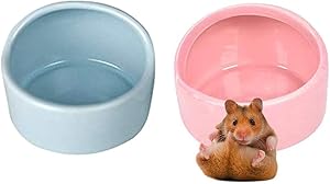 JWShang 2Pcs Ceramic Hamster Bowl, Small Animal Food Bowl and Water Dish Hamster Feeder for Guinea Pig Gerbil Mice Hedgehog Chinchilla Sugar Glider Rat