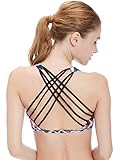 icyzone Sports Bras For Women - Activewear Strappy Padded Workout Yoga Tops Bra