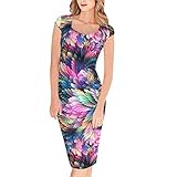 Lady Dress, Misaky Floral Pattern Business Casual Work Party Pencil Dress (XL, Multicolor)
