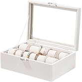 Kanwoder Bracelet Holder Organizer Box, Jewelry Storage Case with 2 Rods, Bangle Watch Display Tray for Women Girls (Beige)