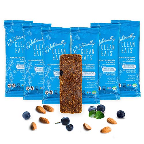 Vegan Protein Bar | Gluten-Free Snacks for Healthy Energy & Nutrition | Made with Prebiotics, No Added Sugar & All-Natural Ingredients | Almond Blueberry Crumble 6 Pack by Naturally Clean Eats