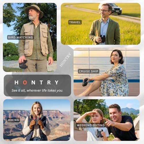 Hontry Binoculars for Adults and Kids, 10x25 Compact Binoculars for Bird Watching, Theater and Concerts, Hunting and Sport Games